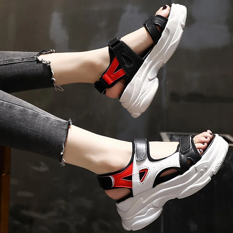 

Women's Sandals Summer Wedges White Shoes For Women Hollow Hook&Loop Mixed Colors Comfortable Platform Sandals Female Fashion
