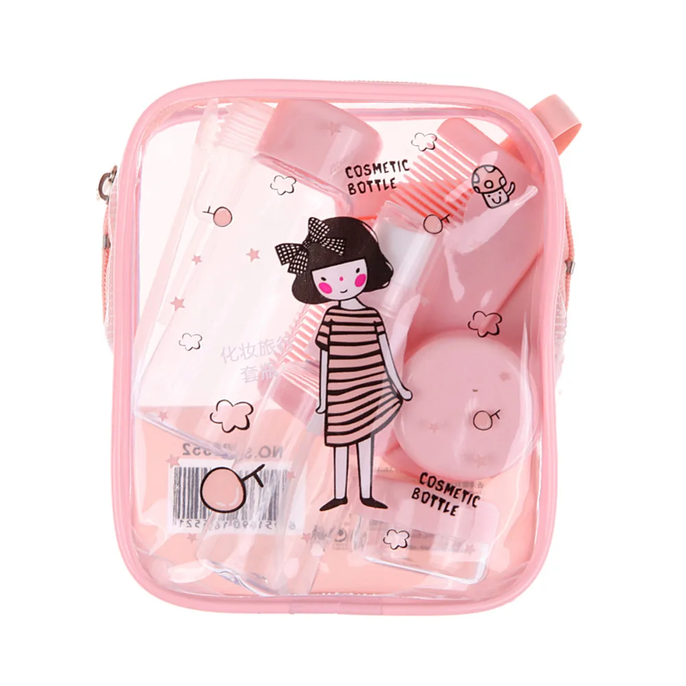 

8pcs/Set Portable Travel Cosmetic Refillable Bottles Empty Pressed Bottle Perfume Spray Container Makeup Tool Set Mirror Comb