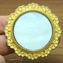 Кукольный домик Миниатюрный 1:12 игрушка металлическое Золотое металлическое круглое зеркало D4.9cm SPO709