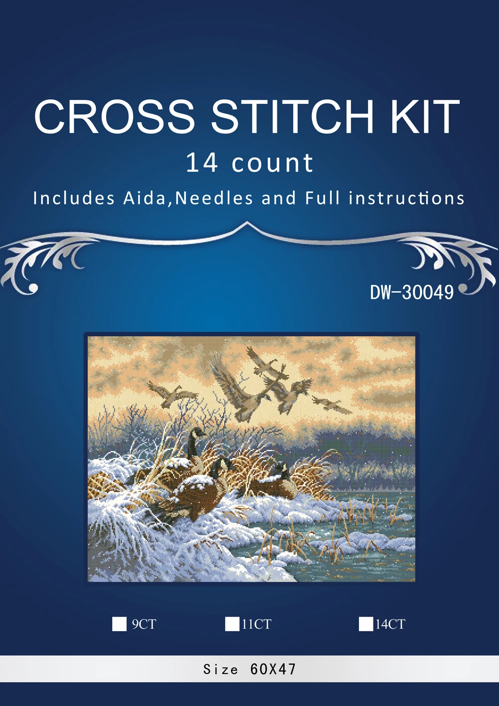 

Top Quality Lovely Counted Cross Stitch Kit Winter Retreat Flight Widgeon Duck Swan Animal Animals Snow Lake dim