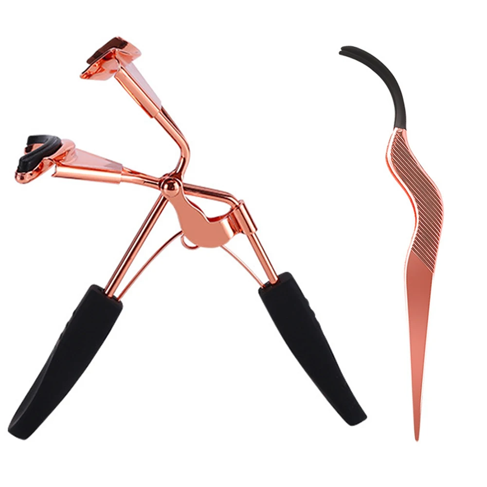 

2pcs/set Tweezers Lashes Nipper Eyelash Curler Clip Extension Fake Auxiliary Long Lasting Cosmetic Bend Makeup Tool Professional