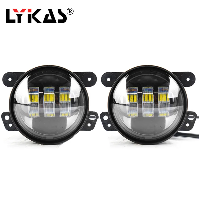 

LYKAS Led Fog Lights 4 Inch 30W 6000K for Jeep Wrangler JK TJ LJ Off Road Round Fog Lamp