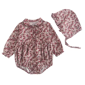 

Flower Baby Girls Clothing Newborn Baby Girl Floral Rompers Long Sleeve Jumpsuit Playsuit Bab Girls Clothes Romper+Hat 1d6