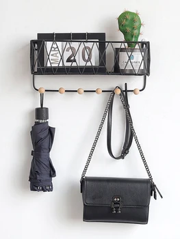 

Simple Nordic Style Wrought Iron Grid Wall Shelf Ornaments Home Wall Hook Wall Mounted Storage Rack Decoration For 2019