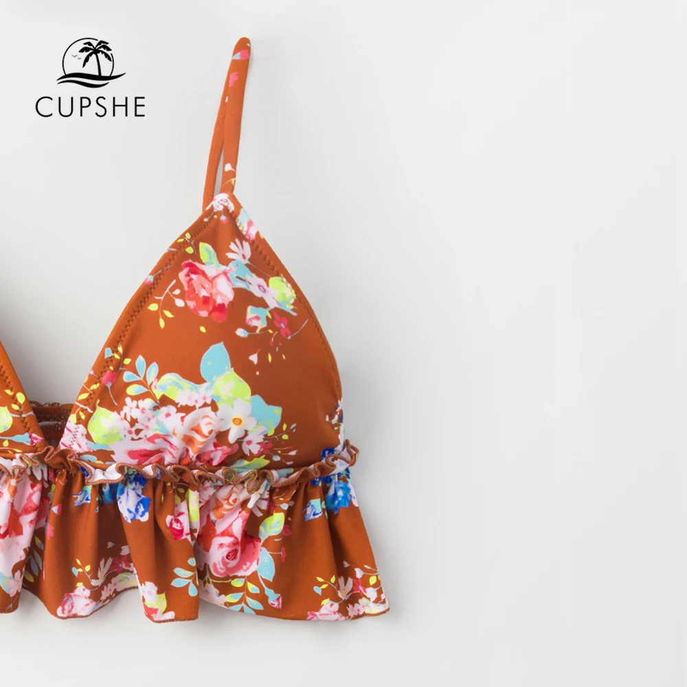 CUPSHE карамельные цветочные цветы плиссированные бикини наборы женские