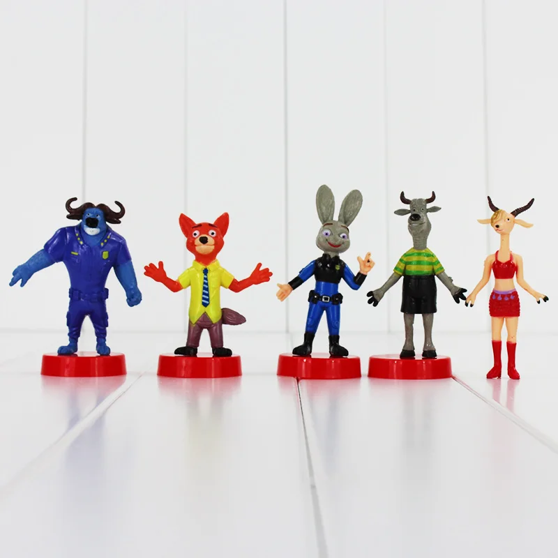 5 Pcs Lot Kartun Anime Gambar Mainan Judy Zootopia Hopps Nick