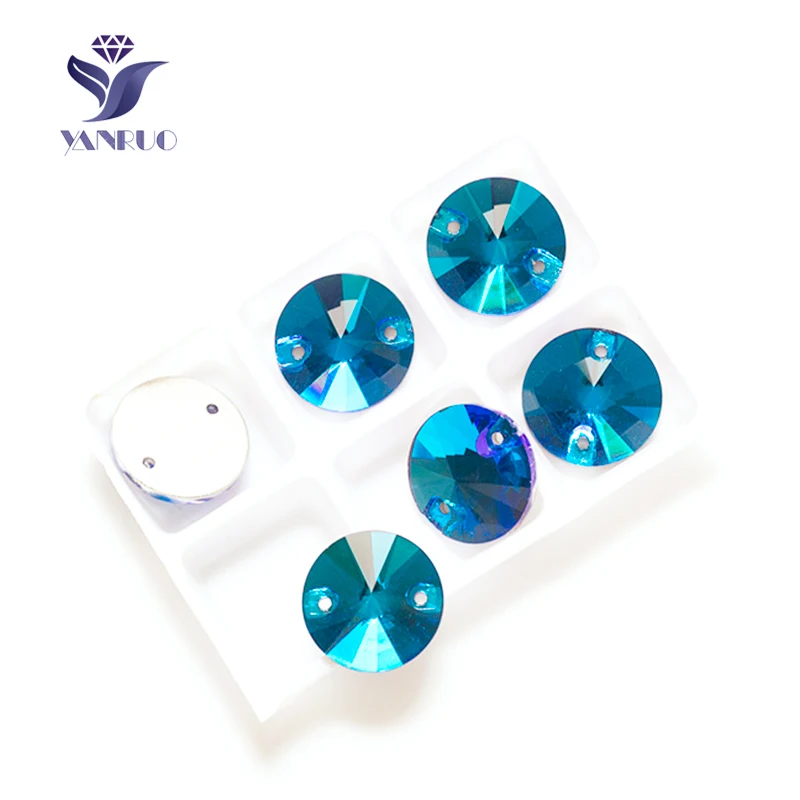 YANRUO 3200 Round Sew On Rivoil Rhinestones AAAAA Flat Back Dress Glass Stones Sewing Rhinestone Stones For Jewelry Clothes 