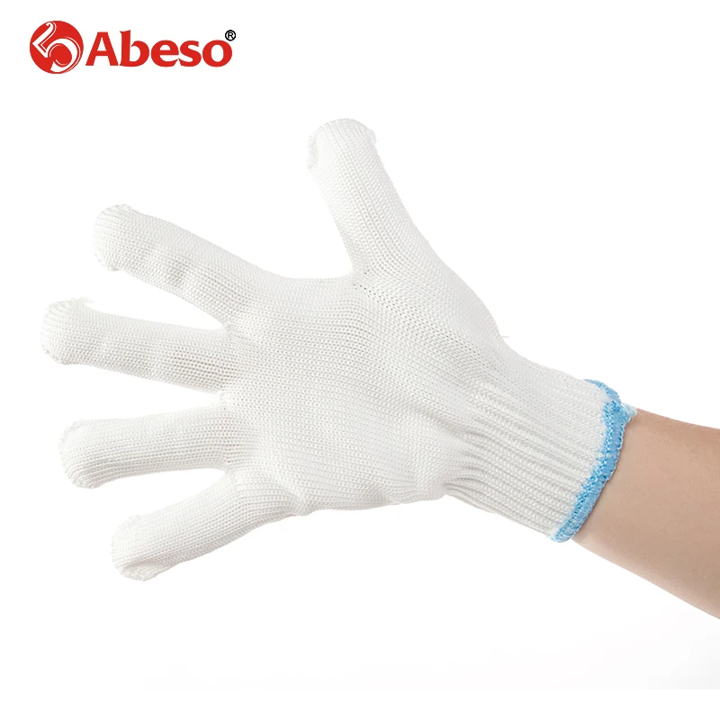 

Abeso high quality Knitted nylon protection gloves blue leather working gloves Wearable Breathable Non-slip working gloves A7007
