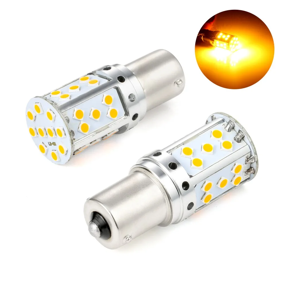 2X1156 BA15S 70 Вт Янтарная Желтые Лампы Canbus 3030 35SMD светодиодный индикатор сигнала задние фонари автомобиля номерные знаки для автомобиля сигнальный фонарь