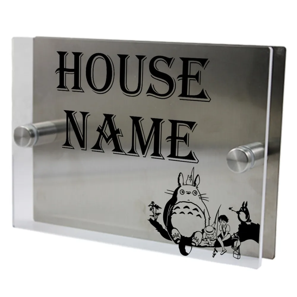 My Neighbor Totoro Outdoor Signs Personalized Modern House Address Number Door Sign Plaque Street Acrylic Transparent Glass TOP | Дом и сад