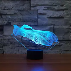 Акриловые светодиодные 3D ночник гоночный автомобиль Luminaria 3D лампе USB настольные лампы Детские sleepping Атмосфера лампы Праздничные подарки