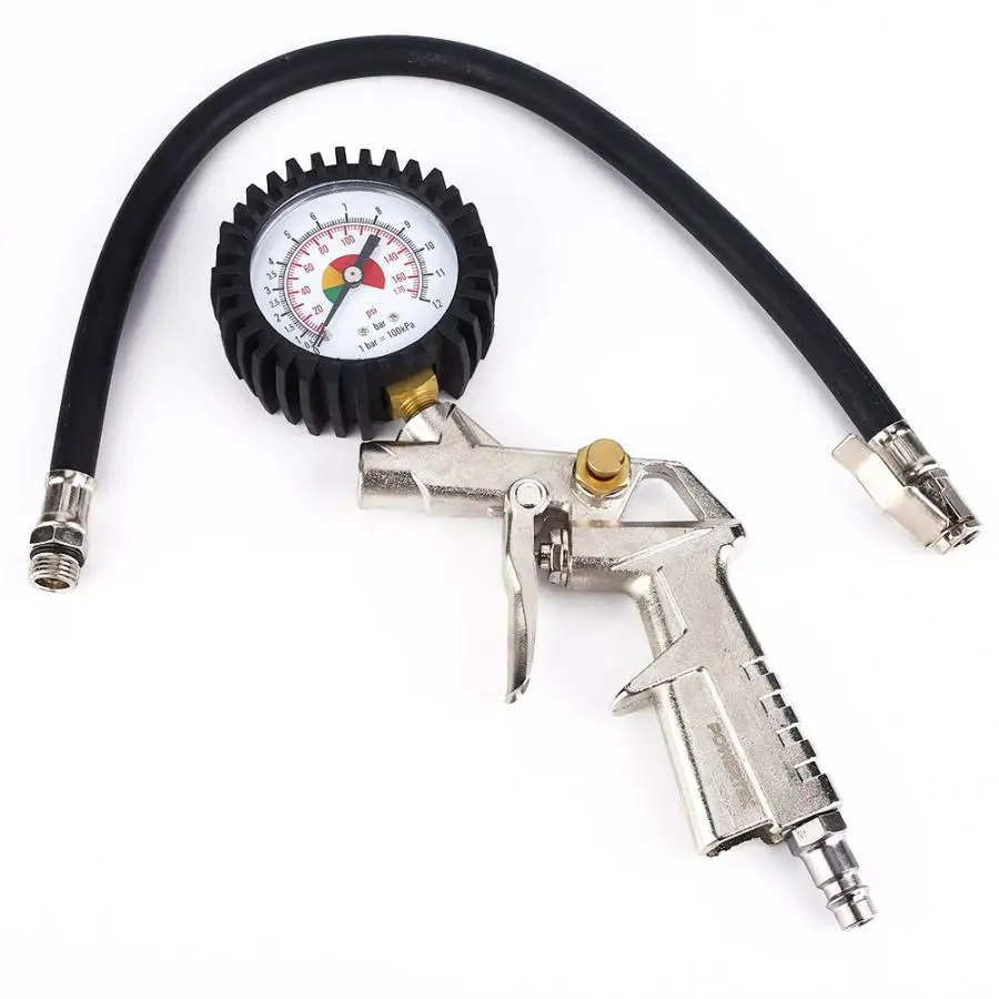 

Vacuum Gauge 220psi Tire Inflator Gun with Air Pressure Gauge Pistol Chuck and Flexible Hose Digital Pressure Meter
