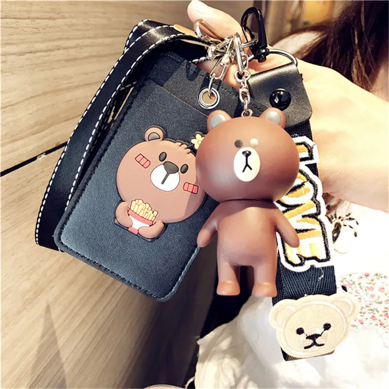 

Name Credit Card Holders Women Men PU Bank Card Neck Strap Card Bus ID holders collocation Identity pink badge with lanyard