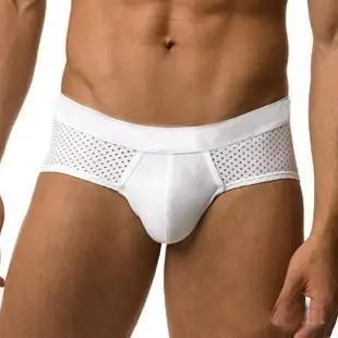 

BOYTHOR Men's sexy net mesh plus imitation leather briefs with buttock exposed hollow sexy T underwear