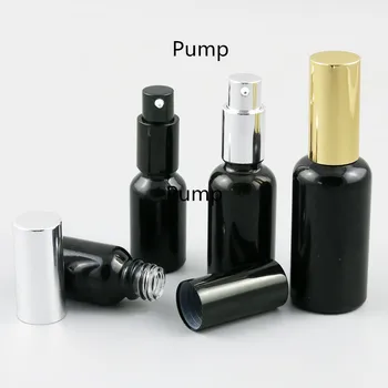 

20 X Pump Emulsion Cosmetic Bottles Lotion Cream Containers Empty Shiny Black Glass Pump Spray bottle Vial 10ml 20ml 30ml 50ml