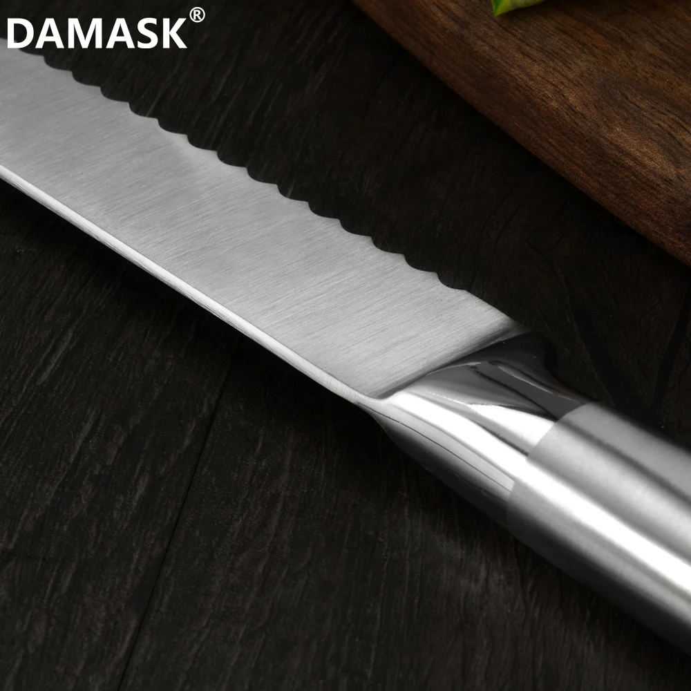 Дамасский Европейский набор кухонных ножей, фруктовый нож Santoku для нарезки хлеба, набор ножей из нержавеющей стали, острый нож для мяса