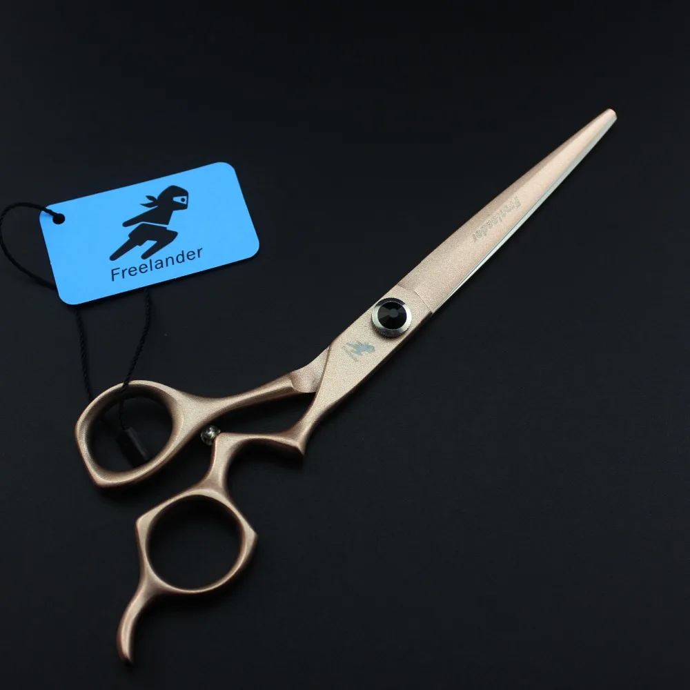 7inch Gold Plating Pet Straight Cutting Scissor Curved Handle Design