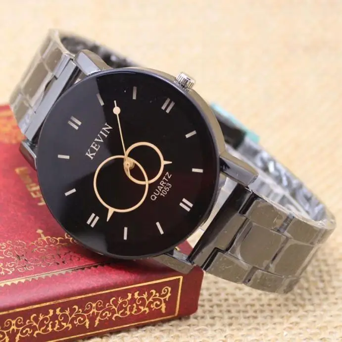 Женские часы, модный дизайн, черный браслет из нержавеющей стали, большой круглый циферблат, кварцевые наручные часы, мужские часы, подарок, relogios feminino