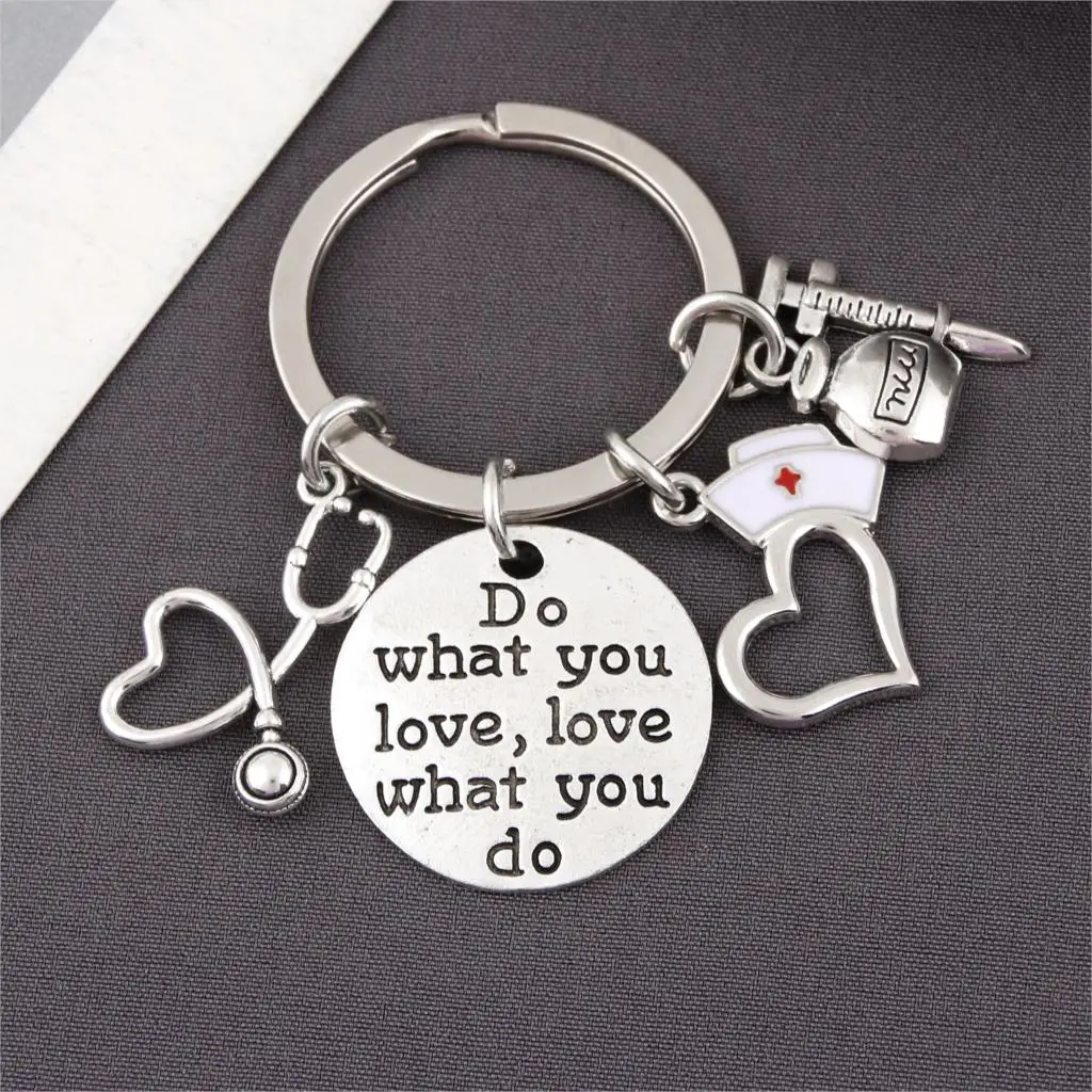 

1Pc Syringe Stethoscope Keychain Medical Nurse Cap Charms Keyholder Creative Classmate Graduation Gift Jewelry Handcrafts E2595