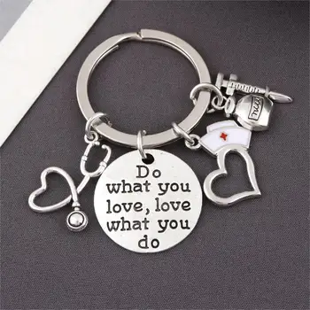 

1Pc Syringe Stethoscope Keychain Medical Nurse Cap Charms Keyholder Creative Classmate Graduation Gift Jewelry Handcrafts E2595