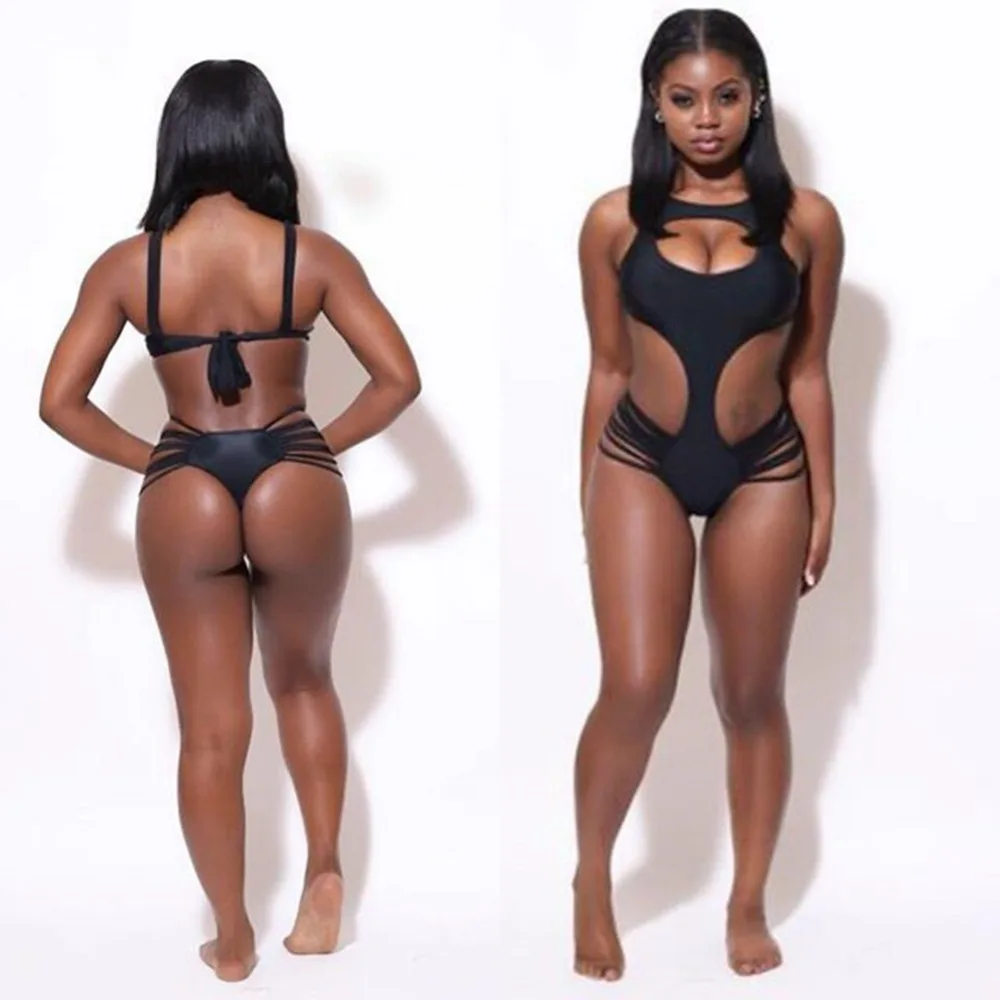 2017 New Sexy Spaghetti Strap Bandage Bathing Suit Halter Cross Strap