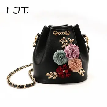 

LJT 2019 New Simple Fashion Ladies Chain Bucket Bag Flower Handbag Women Famous Brands Designers Shoulder Messenger Bag Feminina
