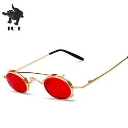 Фу E флип солнцезащитные очки Классический стимпанк Для мужчин Для женщин солнцезащитные очки металлический Одежда высшего качества