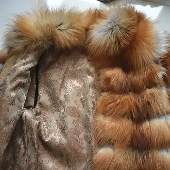 2019 new ladies natural fire fox fur coat winter warm fashion European and American street style