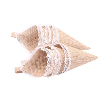 

10Pcs Burlap Pew Cone Flower Holder Organizer Birthday Baby Shower Party Wedding Decoration