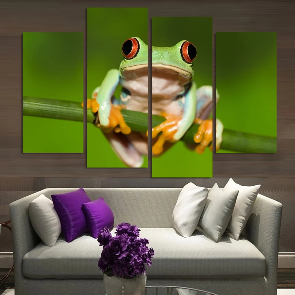 Aliexpress.com : Buy 4 Panel Canvas Art Canvas Painting Frog Red Eyes