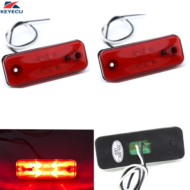Keyecu 2 Pieces 10 30V 4Led Red Side Marker Universal LED Clearance Turn Signals Lights for