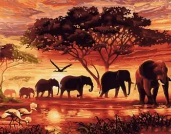 

4024 Sunset Elephants - Paint by Numbers Kits for Adults DIY