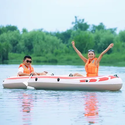 Cheap Jilong 4 adult inflatable fishing boat PVC air kayak rubber boat 305*136*42cm kayak fishing Get a luxury spree