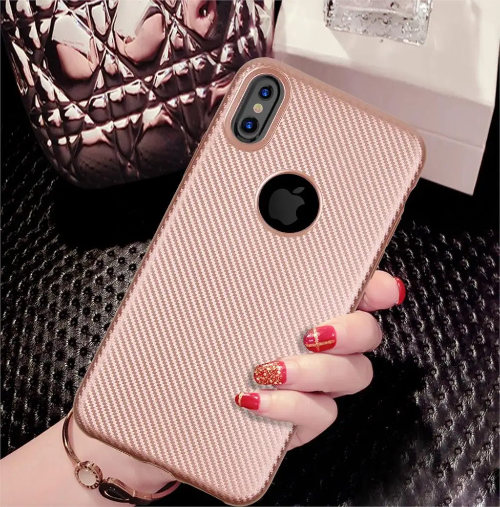 For Apple iPhone XS X XR Max 8 7 6S Plus Se 5S 5 Case Carbon Fiber TPU Silicone Soft Mobile Phone Protection Cover Shell |