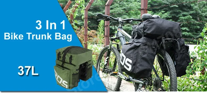 Flash Deal ROSWHEEL Bike Accessories 37L MTB Mountain Bike Rack Bag 3 in 1 Multifunction Road Bicycle Pannier Rear Seat Trunk Bag 1