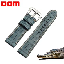 DOM Crocodile Genuine Leather Strap Watch Band for Men Watchband 22 24 26mm Watch Strap Alligator Leather Watch Belt Blue