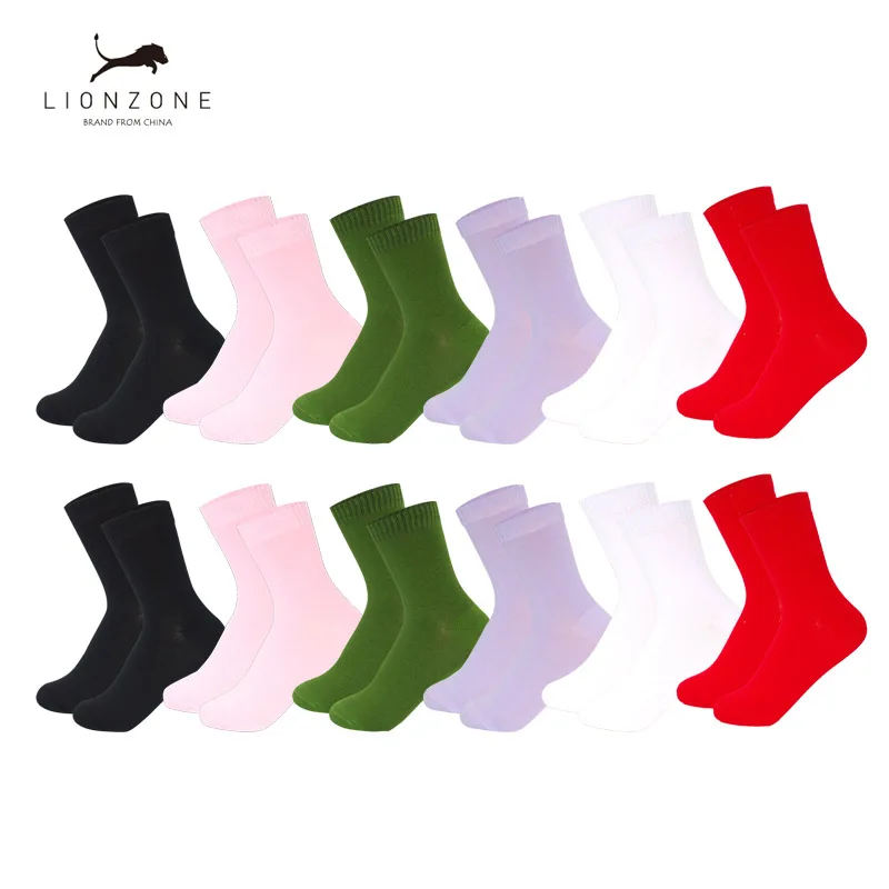 LIONZONE 12 пар/лот, платье, бамбуковые носки для женщин, чистый цвет, мягкие дышащие женские носки из конопляного волокна, упаковка+ Бесплатный подарок