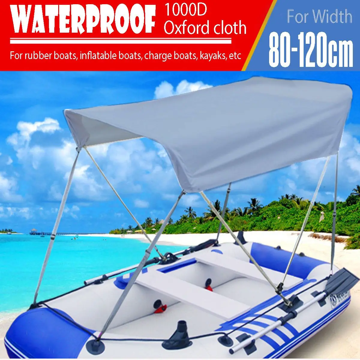 

Waterproof Boat Top Canopy Tent Sunshade UV Protect 1000D Oxford For 2 Person Canoeing Hook Outdoor Rubber Fishing Sun Shelter