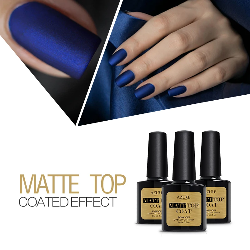 Лазурный Красоты 8 мл Матовый Top Coat Гель Лак Для Ногтей Nail Art Советы