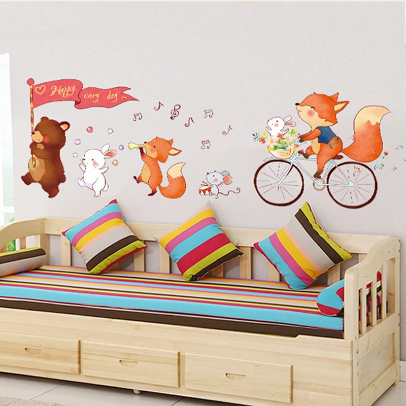 

Kids room cartoon animal wall stickers cute baby bedroom kindergarten children wall decals living room wall pictures
