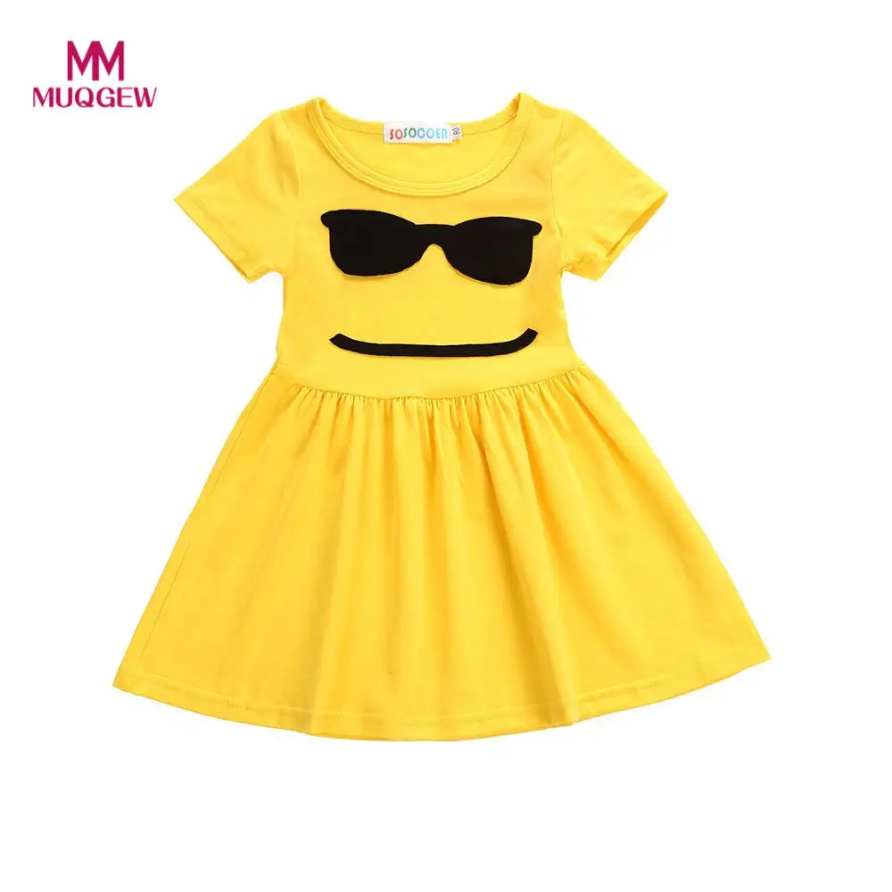 

dress for girl Emoji Emoticon Smiley Sun Dresses Outfits children dress kids dresses for girls vestido das meninas robe de fill