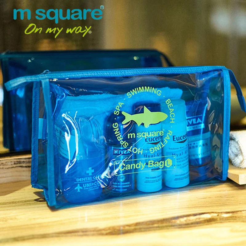 

M Square Beautician Transparent Travel Cosmetic Bag For Make Up Organizer Wash Toiletry Bag Candy Color Makeup