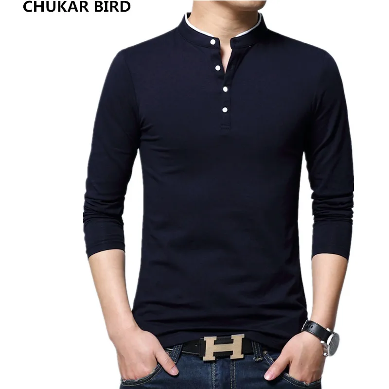 Новая мода Для мужчин футболка поло Slim Fit Polo с длинным рукавом Хлопок