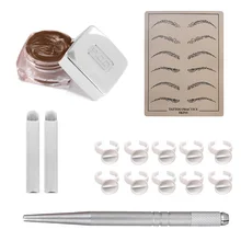 Макияж PCD набор чернил пигментный набор Перманентный макияж микроблейдинг бровей Вышивка Иглы практика кожи татуировки чернил чашки ручка-держатель игл