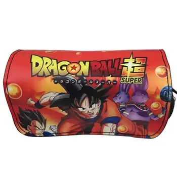 

Lovely Cartoon Leather Pen Pencil Bags Japanese Anime Dragon Ball Z Purse Stationery Case Gifts Student Double Zipper Pen Wallet
