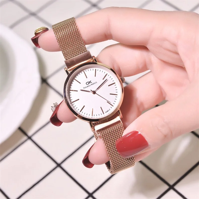 Big rose gold Магнитные часы женские модные роскошные часы из нержавеющей стали розового золота с сетчатым ремешком Качественные Классические женские наручные часы - Цвет: Big rose gold