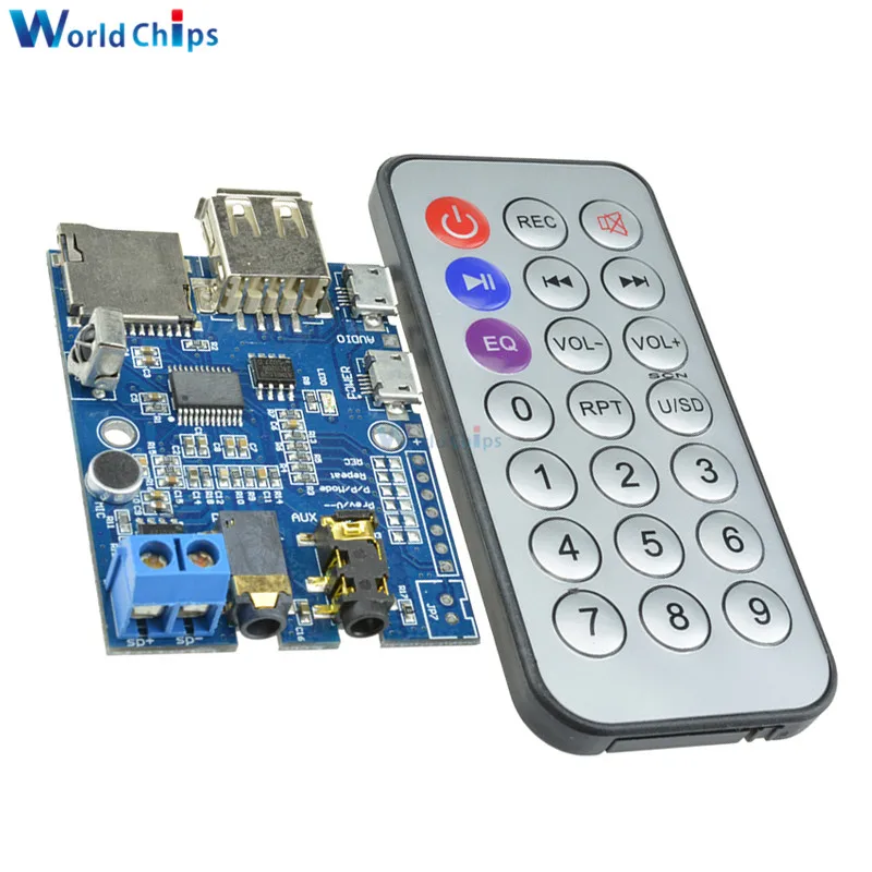 

1Set USB 5V WMA+WAV+MP3 Three Decoder Board Audio Amplifier Player Decoding Module Support Remote Controller U-Disk TF Card