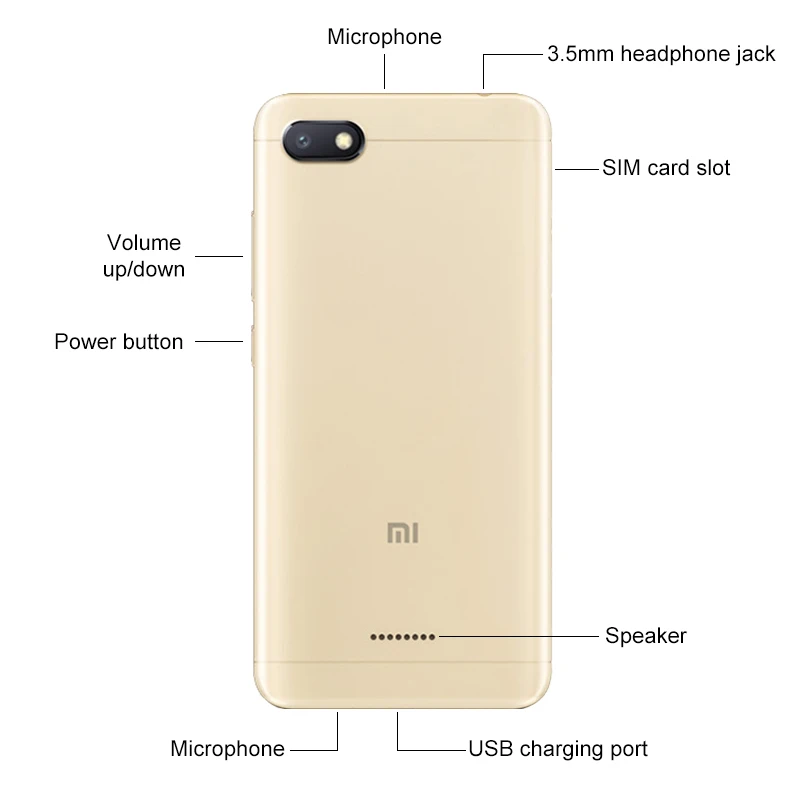 Глобальная версия Xiaomi Redmi 6A 2 ГБ 32 смартфон 5 45 &quot18:9 полный экран MTK Helio A22