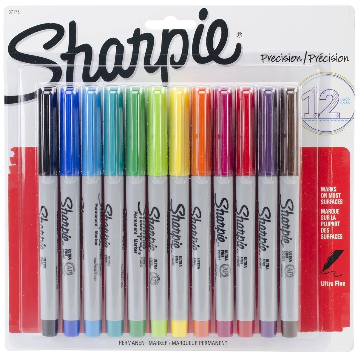 12 Pcs/lot Sharpie Ultra Fine Point Permanent Markers 12 Colored