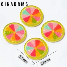 27mm fantástico arco-íris laranja fatia doces flatback enfeites, cabochons doces